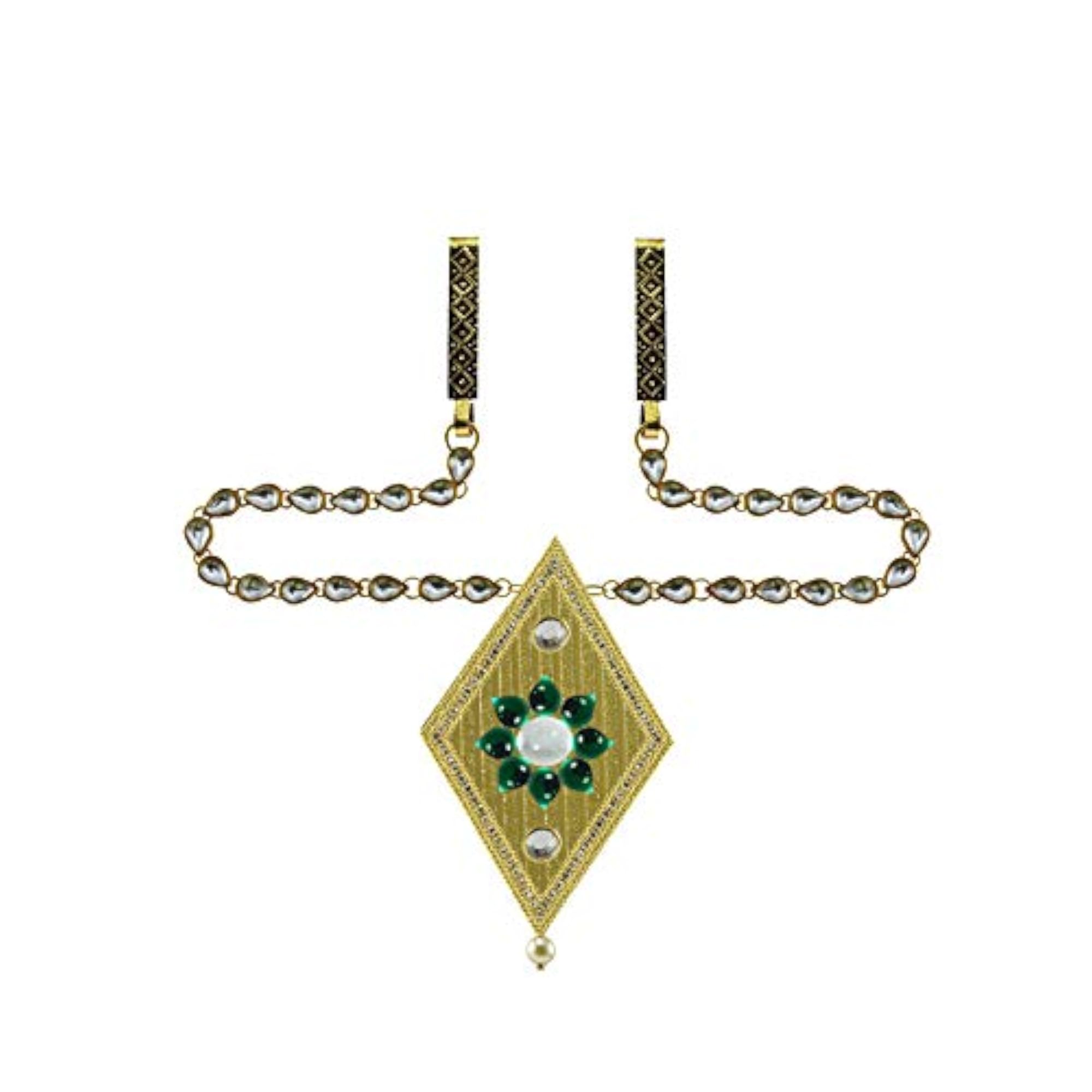 Brass Kunudun Stud Platted Waist Belt, Multicolor
